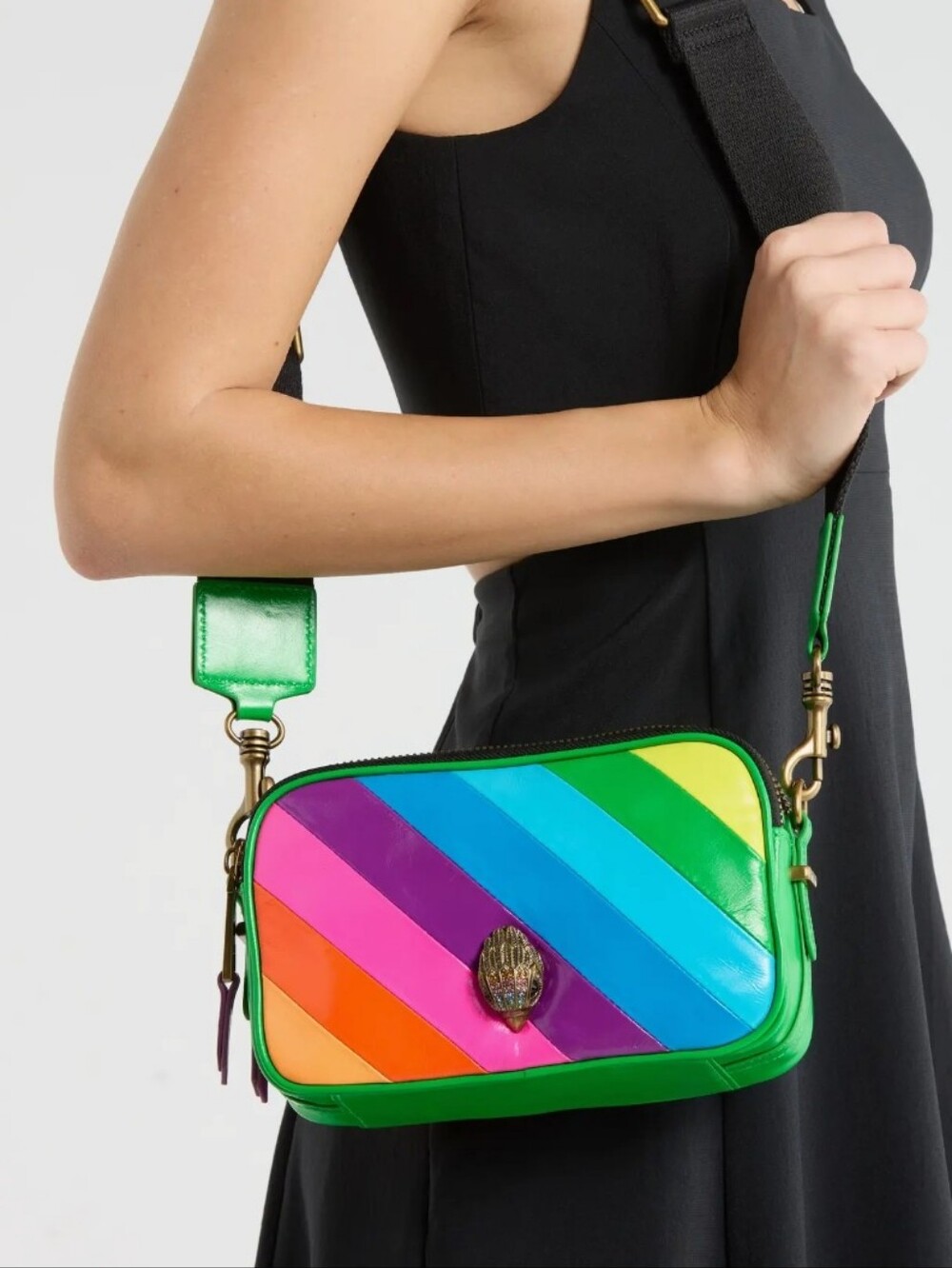 Kurt Geiger kensington camera bag rainbow stripe crossbody